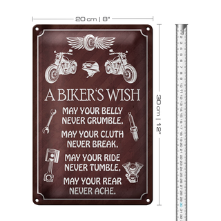 Blechschild Spruch 20x30cm biker`s Wish never crumble break