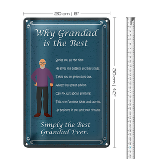 Blechschild Spruch 20x30cm why Grandad is the best Opa
