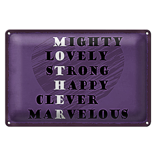 Blechschild Spruch 30x20cm Mother mighty lovely happy Mama