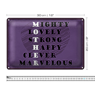 Blechschild Spruch 30x20cm Mother mighty lovely happy Mama