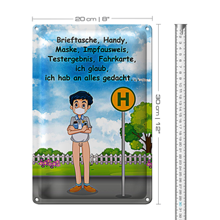 Blechschild Spruch 20x30cm Maske Impfausweis alles gedacht