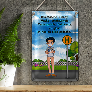 Blechschild Spruch 20x30cm Maske Impfausweis alles gedacht