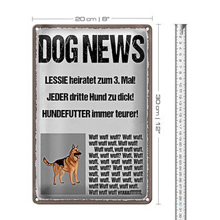 Blechschild Spruch 20x30cm Dog news Leesie heiratet zum 3