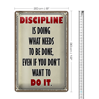 Blechschild Spruch 20x30cm Discipline is doing what needs