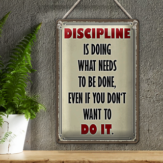 Blechschild Spruch 20x30cm Discipline is doing what needs