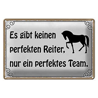Blechschild Spruch 30x20cm es gibt keinen perfekten Reiter