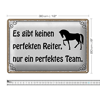 Blechschild Spruch 30x20cm es gibt keinen perfekten Reiter