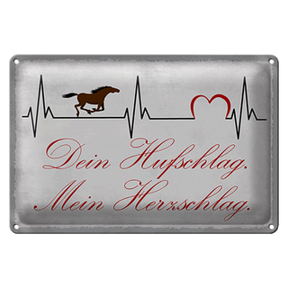 Blechschild Spruch 30x20cm Pferd dein Hufschlag Herzschlag