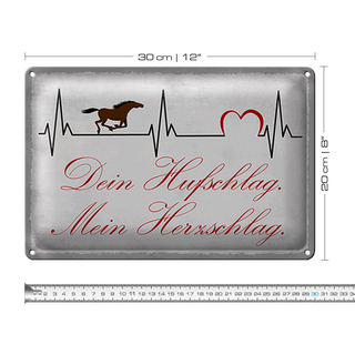 Blechschild Spruch 30x20cm Pferd dein Hufschlag Herzschlag