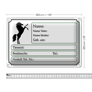 Blechschild Spruch 30x20cm Pferde Name Vater Mutter geb. am
