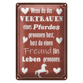 Blechschild Spruch 20x30cm Vertrauen eines Pferdes Freund