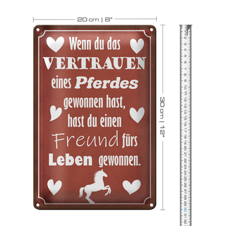 Blechschild Spruch 20x30cm Vertrauen eines Pferdes Freund