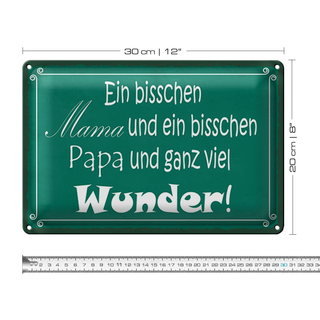 Blechschild Spruch 30x20cm bisschen Mama Papa viel Wunder