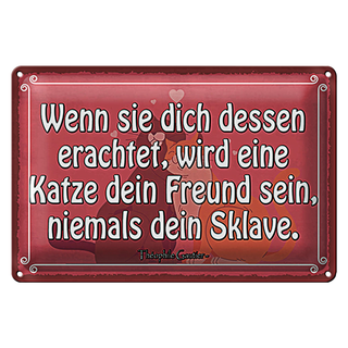 Blechschild Spruch 30x20cm Katze dein Freund niemals Sklave