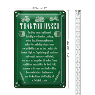 Blechschild Spruch 20x30cm Traktor unser in Ewigkeit Amen