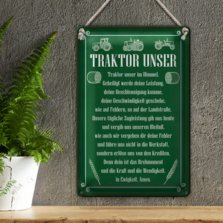 Blechschild Spruch 20x30cm Traktor unser in Ewigkeit Amen