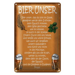 Blechschild Spruch 20x30cm Bier unser in Ewigkeit Prost