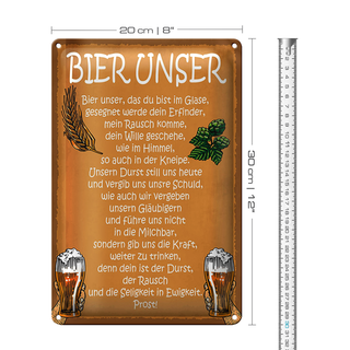 Blechschild Spruch 20x30cm Bier unser in Ewigkeit Prost