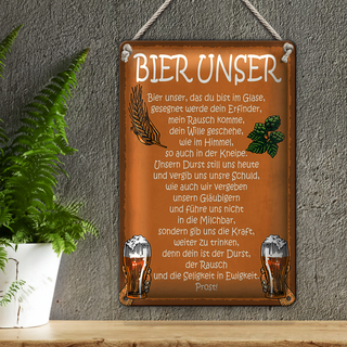Blechschild Spruch 20x30cm Bier unser in Ewigkeit Prost