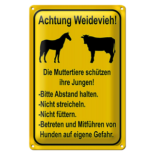Blechschild Hinweis 20x30cm Achtung Weidevieh nicht füttern