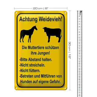 Blechschild Hinweis 20x30cm Achtung Weidevieh nicht füttern