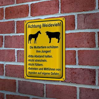 Blechschild Hinweis 20x30cm Achtung Weidevieh nicht füttern
