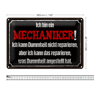Blechschild Spruch 30x20cm bin Mechaniker kann reparieren