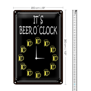 Blechschild Spruch 20x30cm its Beer oclock Bier