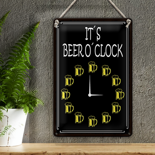 Blechschild Spruch 20x30cm its Beer oclock Bier