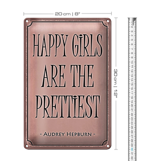 Blechschild Spruch 20x30cm happy girls are the prettiest