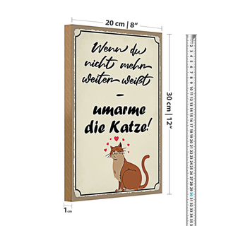 Holzschild Spruch 20x30cm nicht weiter umarme die Katze