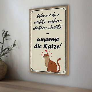 Holzschild Spruch 20x30cm nicht weiter umarme die Katze
