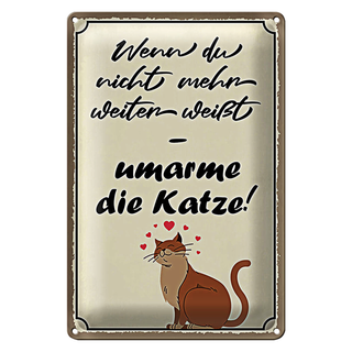 Blechschild Spruch 20x30cm nicht weiter umarme die Katze