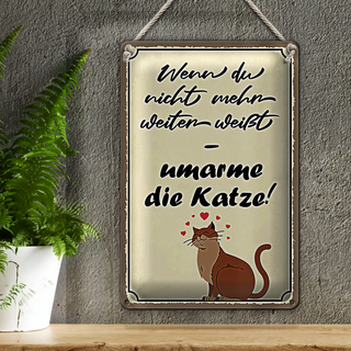 Blechschild Spruch 20x30cm nicht weiter umarme die Katze