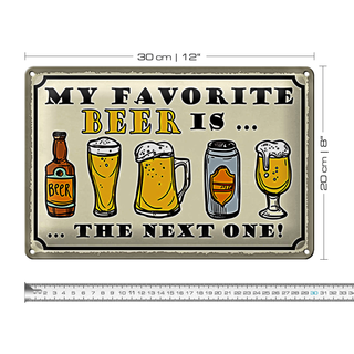 Blechschild Spruch 30x20cm Bier favorite Beer is next one