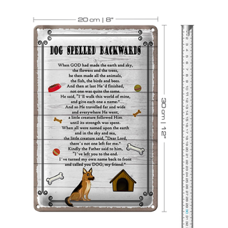 Blechschild Spruch 20x30cm Dog spelled backwards my friend