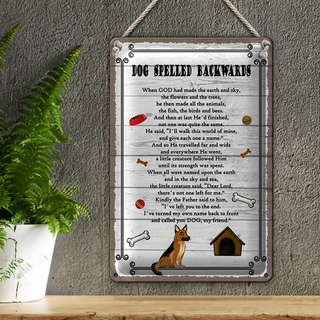 Blechschild Spruch 20x30cm Dog spelled backwards my friend