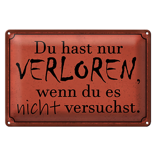 Blechschild Spruch 30x20cm Du hast nur verloren wenn du es