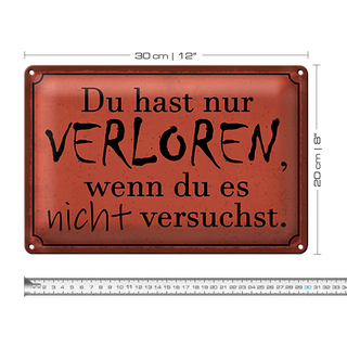 Blechschild Spruch 30x20cm Du hast nur verloren wenn du es