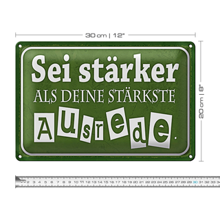 Blechschild Spruch 30x20cm sei stärker als deine Ausrede