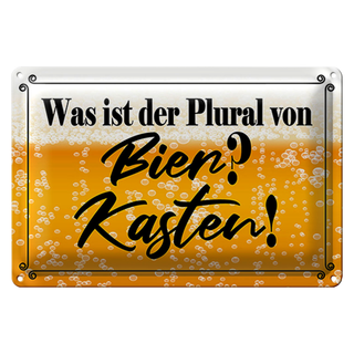 Blechschild Spruch 30x20cm was ist Plural von Bier? Kasten!