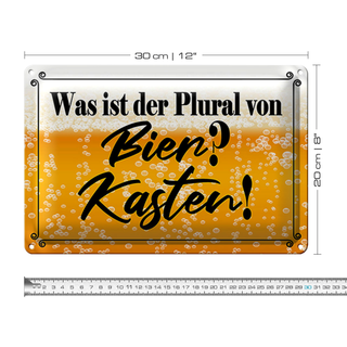Blechschild Spruch 30x20cm was ist Plural von Bier? Kasten!