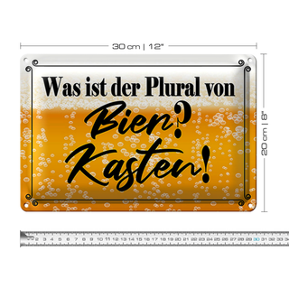 Blechschild Spruch 30x20cm was ist Plural von Bier? Kasten!