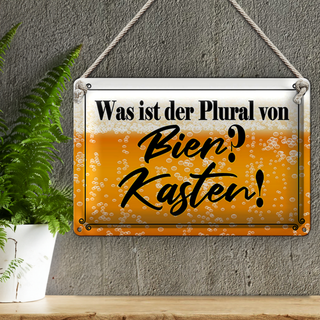 Blechschild Spruch 30x20cm was ist Plural von Bier? Kasten!