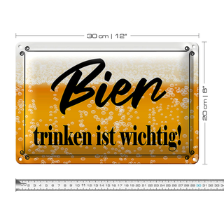 Blechschild Spruch 30x20cm Bier trinken ist wichtig!