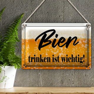 Blechschild Spruch 30x20cm Bier trinken ist wichtig!
