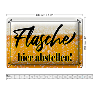 Blechschild Spruch 30x20cm Flasche hier abstellen Bier