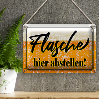 Blechschild Spruch 30x20cm Flasche hier abstellen Bier