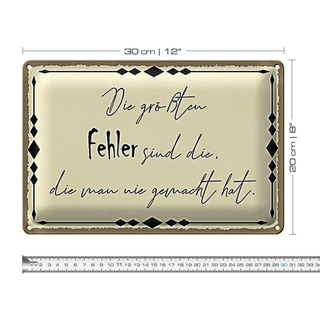 Blechschild Spruch 30x20cm die größten Fehler sind die