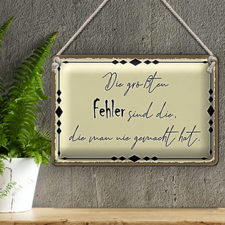 Blechschild Spruch 30x20cm die größten Fehler sind die